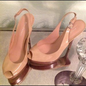 Enzo Angiolini Nude Peep Toe Slingback Heels